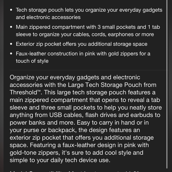 Threshold pink tech pouch with gold hardware - Picture 11 of 11